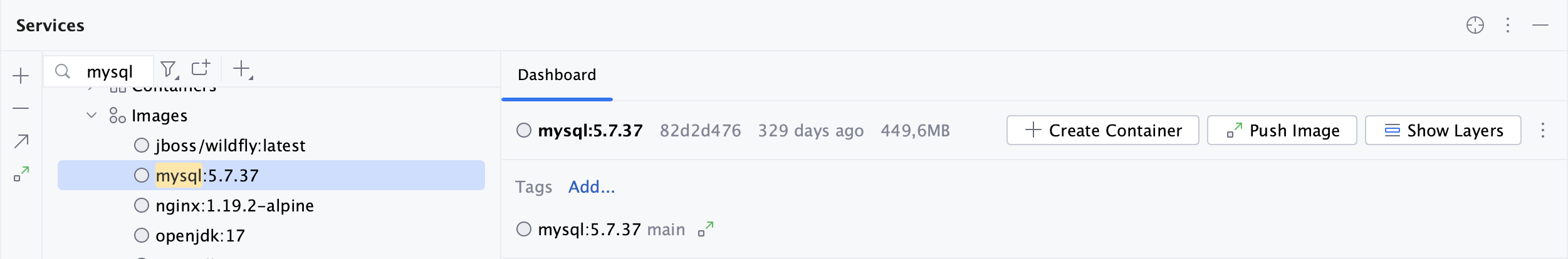 Docker 工具窗口,文本搜索 Docker 工具窗口,文本搜索