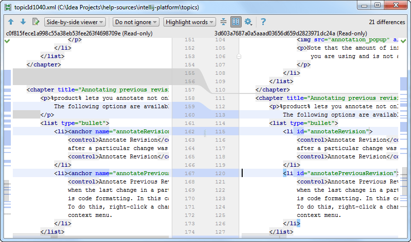 IntelliJ IDEA:差异查看器 IntelliJ IDEA:差异查看器