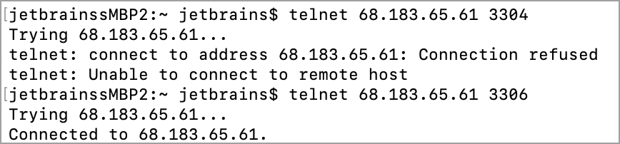 使用 telnet 命令测试连接 使用 telnet 命令测试连接