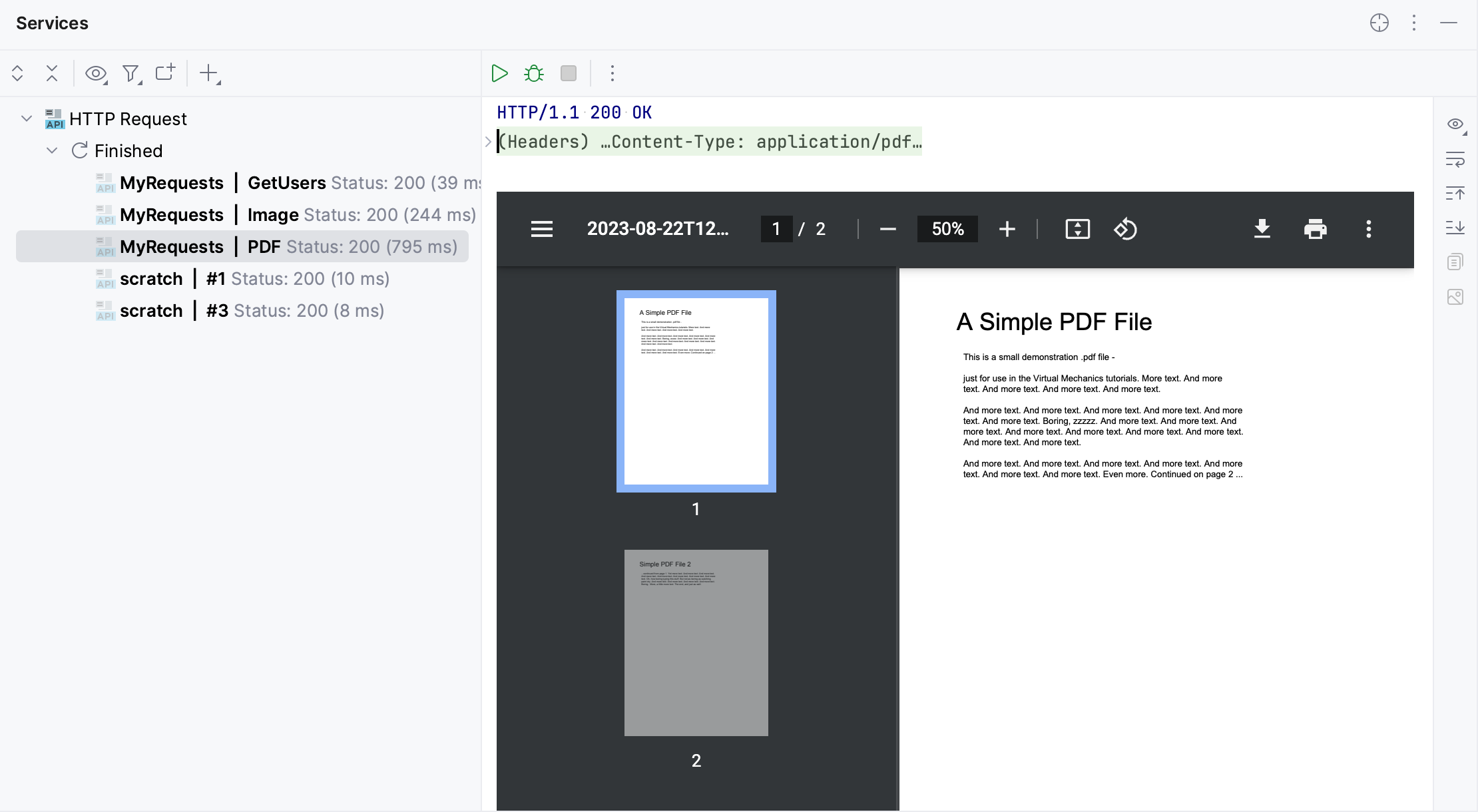 带有 PDF 的 HTTP 响应 带有 PDF 的 HTTP 响应