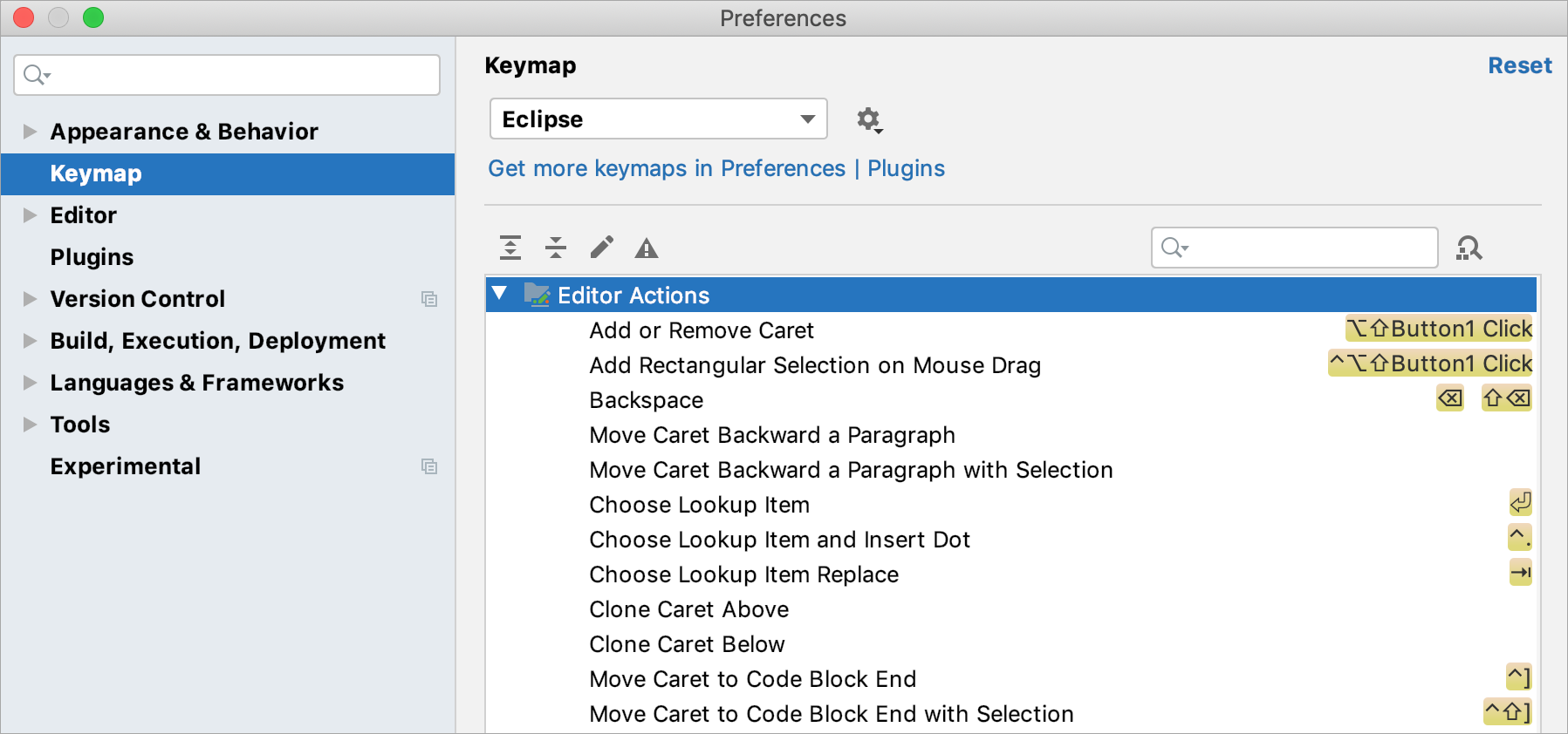 Eclipse 键盘地图 Eclipse 键盘地图