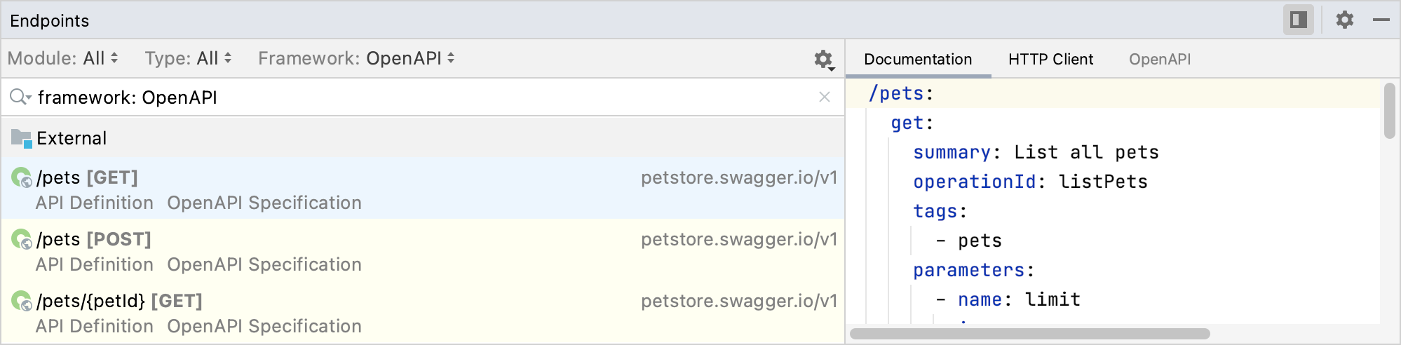 OpenAPI 规范中的端点 OpenAPI 规范中的端点