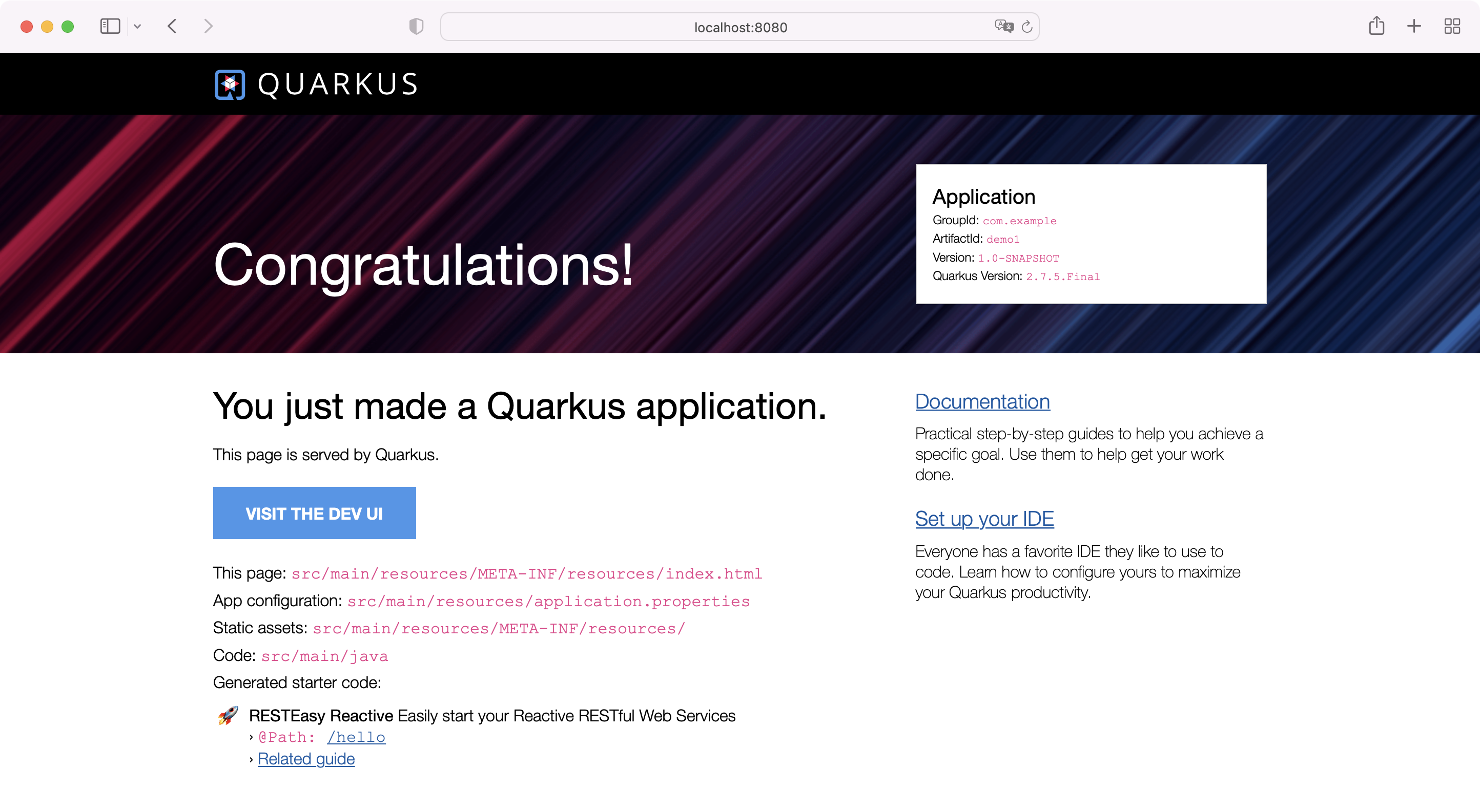 Quarkus 应用程序起始页 Quarkus 应用程序起始页