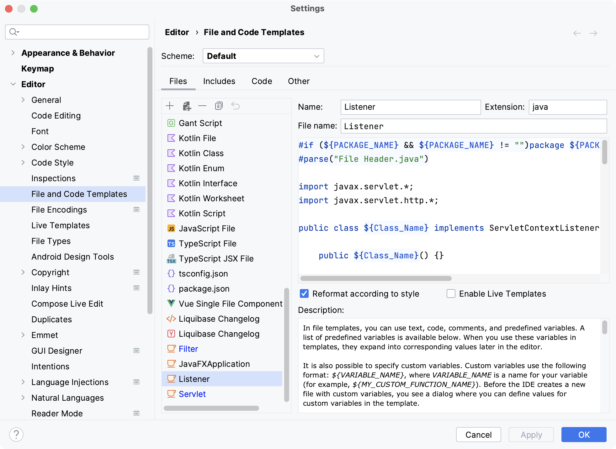 Defining template for Filter Web application element Defining template for Filter Web application element