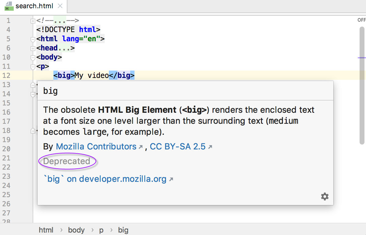 HTML 快速文档:<big> 标记的状态已弃用 HTML 快速文档:<big> 标记的状态已弃用