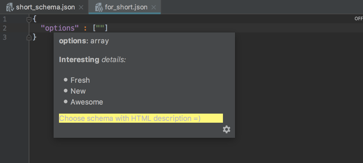 HTML descriptions in documentation for JSON schema definitions with x-intellij-html-description property HTML descriptions in documentation for JSON schema definitions with x-intellij-html-description property