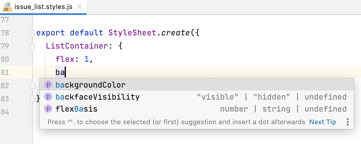 React Native StyleSheet 属性的完成 React Native StyleSheet 属性的完成