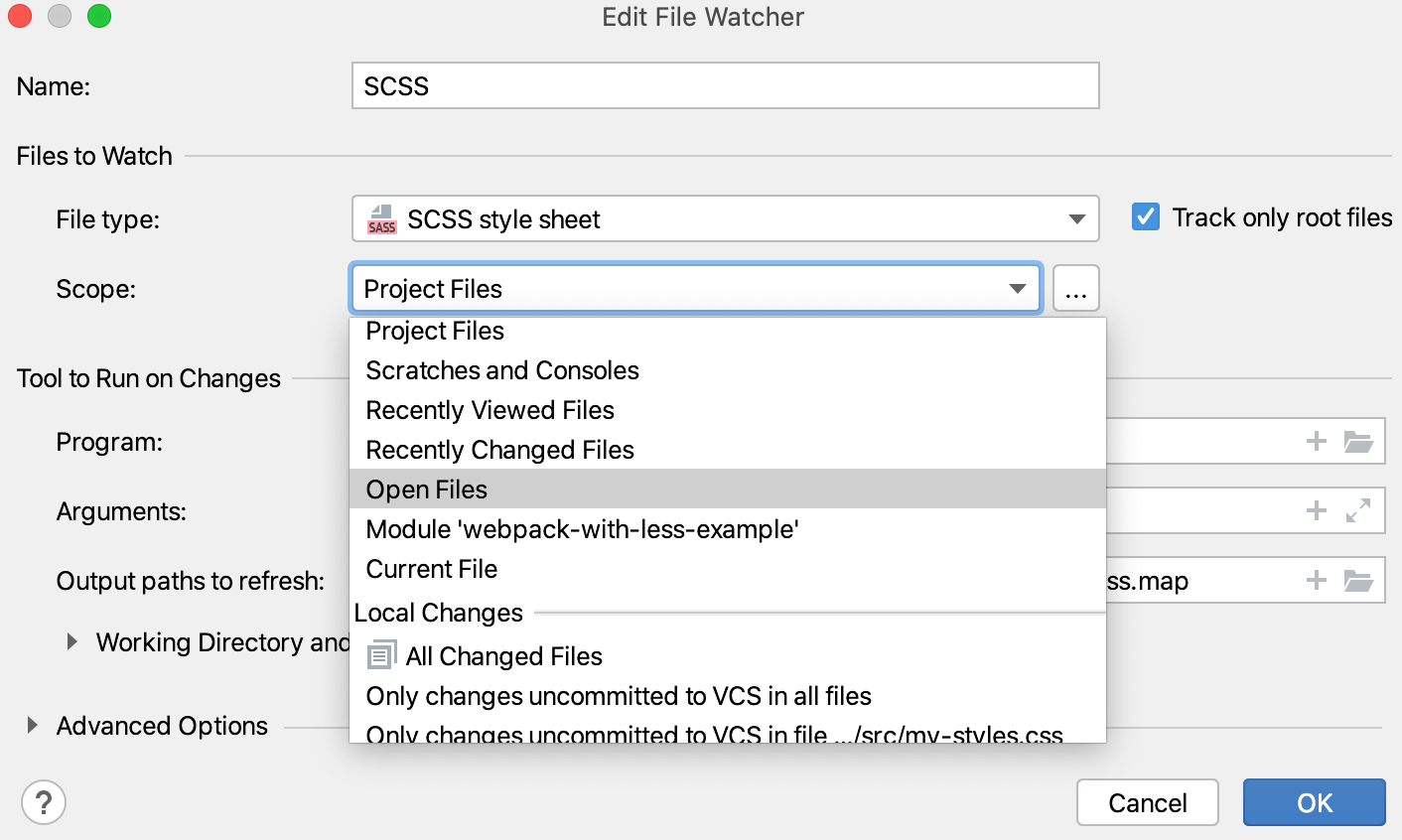 SCSS 文件观察器:更改默认范围 SCSS 文件观察器:更改默认范围